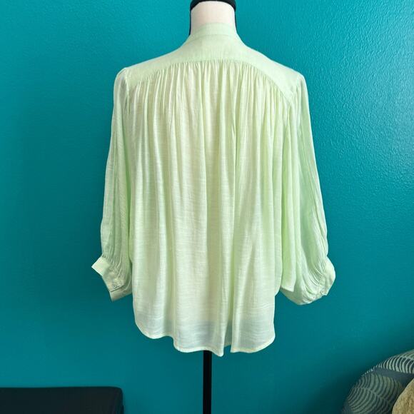 Maeve Light Lime Green Butterfly Sleeve Button Up Blouse Women's XS - Picture 7 of 10